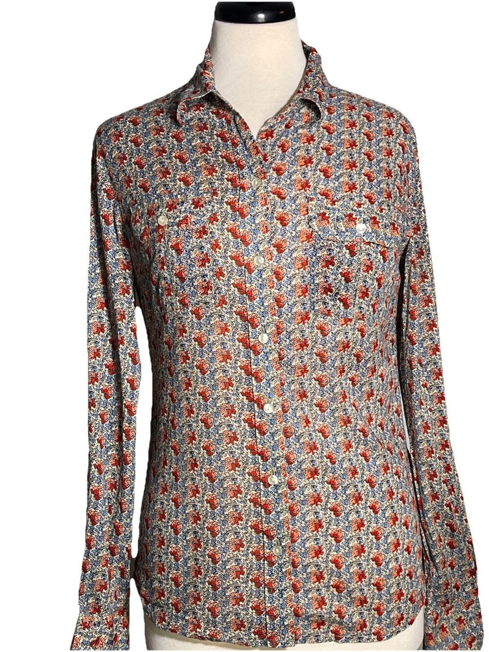 Lucky Brand Long Sleeve Button Up Shirt Women’s Small Western Flair 100% Cotton